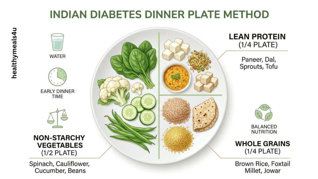 Indian diabetes dinner plate method