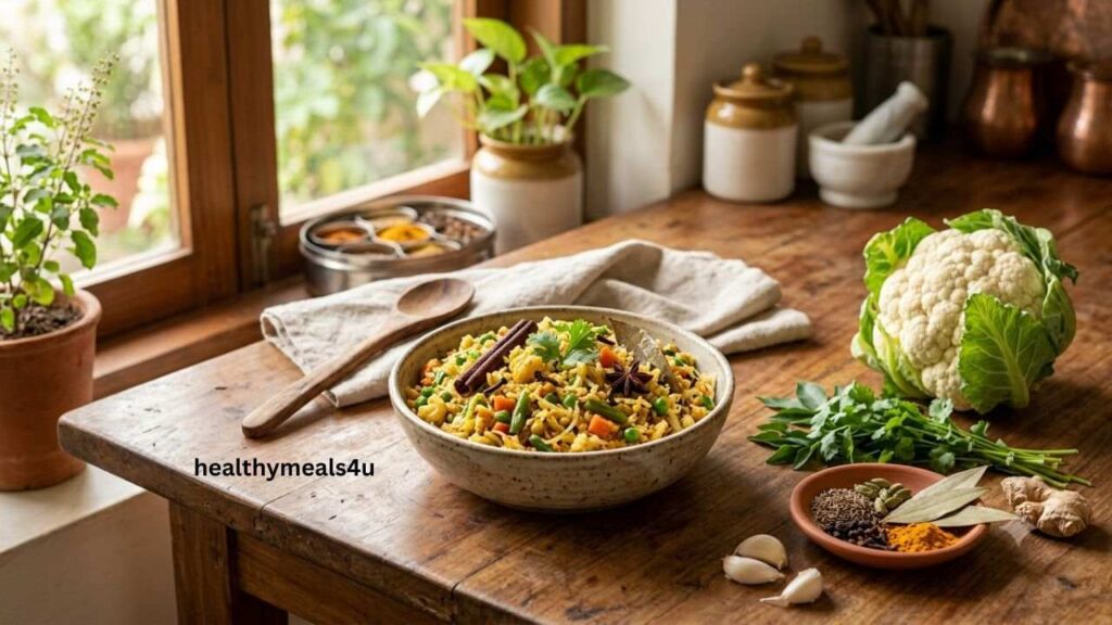 Cauliflower Rice Pulao (Diabetic-Friendly Indian Recipe)