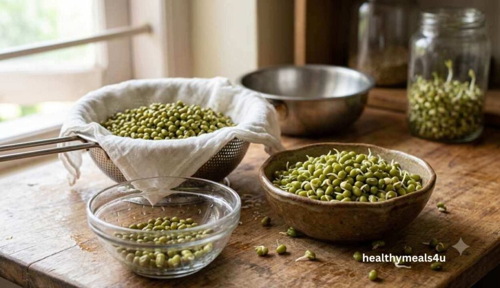 soaking moong dal in water bow