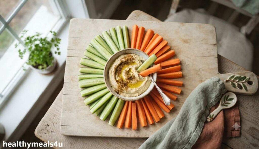 Cucumber and Carrot Sticks with Hummus: A Low-GI Snack for Diabetics